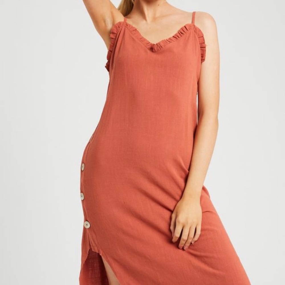Wishlist Apparel Casual Linen Dress (Salmon)